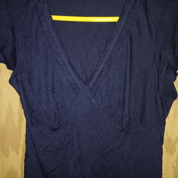 Daisy Fuentes Modal Top Womens Size Medium Black Textured Peplum Flutter Sleeves - Picture 7 of 11